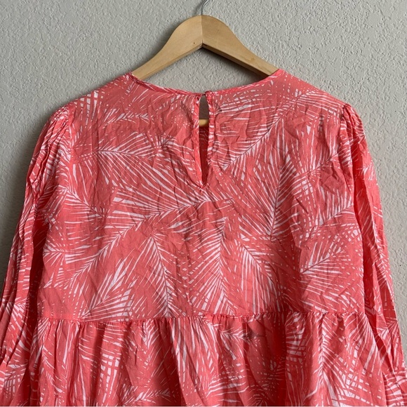 Michael kors Woodland Leaf Print Ruffle Dress Size Medium Orange & White - Picture 8 of 11